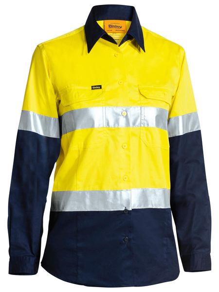 Bisley Ladies Taped HiVis Lightweight L/S Shirt - BL6896
