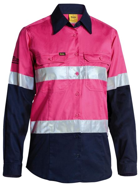 Bisley Ladies Taped HiVis Lightweight L/S Shirt - BL6896