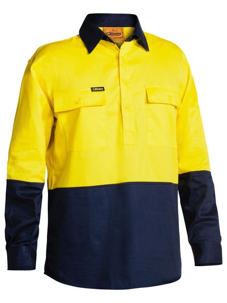 Bisley HiVis Closed Front Drill L/S Shirt - BSC6267